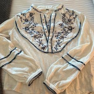 Free people long sleeve embroidered shirt